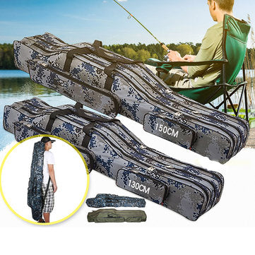 130/150cm Fishing Bag 3 Layer Folding Fish Pole Tools Storage Bag Carrier Holder Bag - Panther Outdoor Equipment